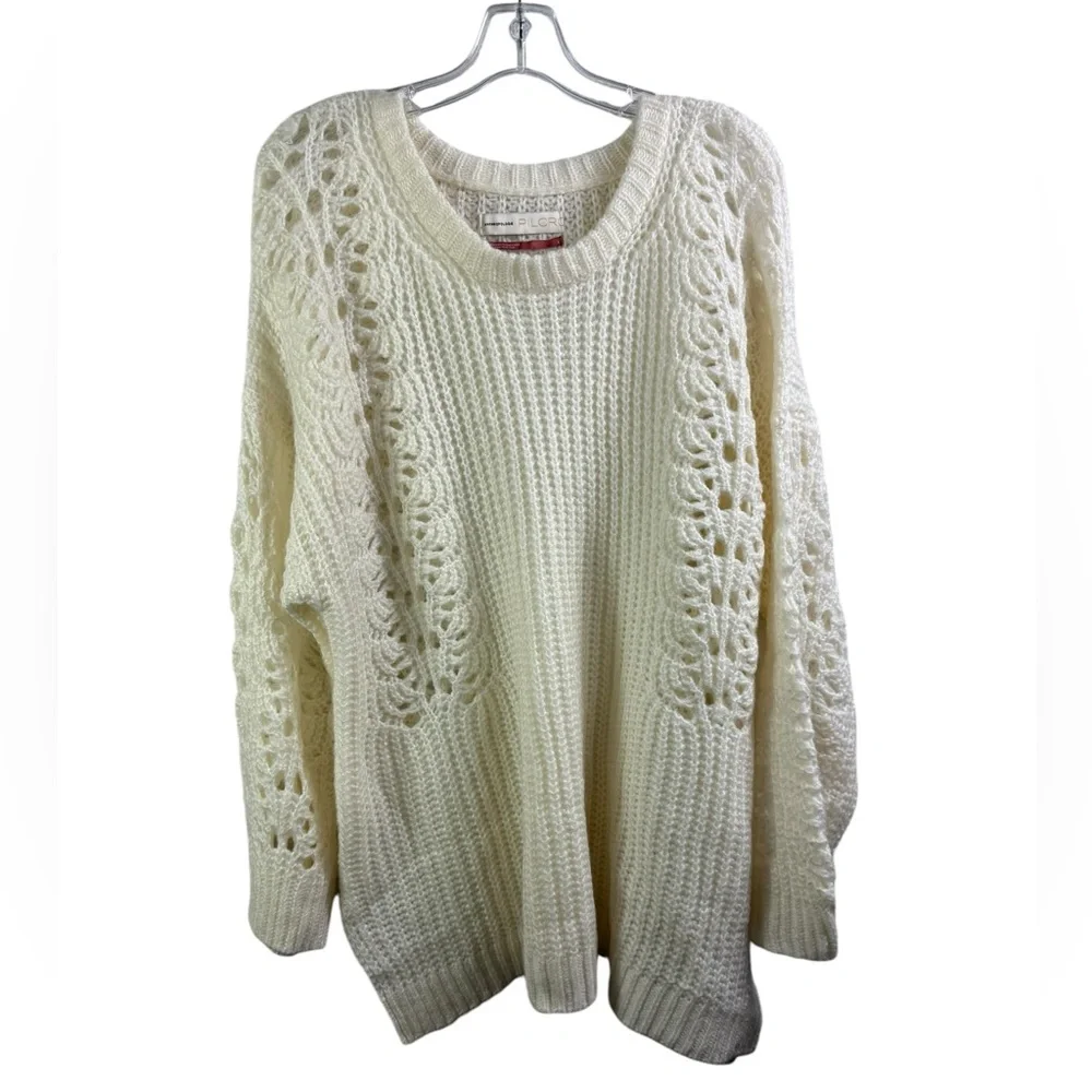 Anthropologie PILCRO Devenne Oversized Chunky Pointelle Crewneck Sweater Large - Picture 2 of 6